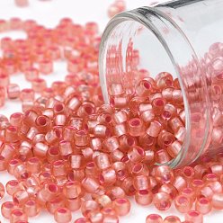 (2201) Silver Lined Almond Blossom TOHO Round Seed Beads, Japanese Seed Beads, (2201) Silver Lined Almond Blossom, 8/0, 3mm, Hole: 1mm, about 222pcs/bottle, 10g/bottle