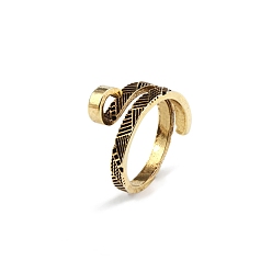Antique Golden Alloy Cuff Rings, Knitting Loop Crochet Loops, Yarn Guide Finger Holder, Antique Golden, Inner Diameter: 19.5mm
