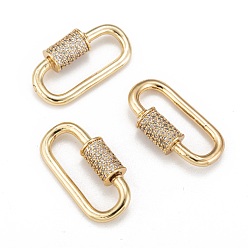 Золотой Латунные микропаве, кубический цирконий, винт, карабин, подвески с замком, для изготовления ожерелий, золотые, 30.5~31x16x7 мм