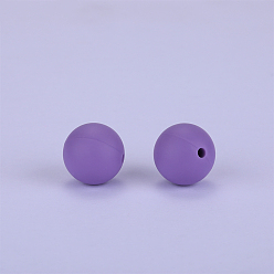 Blue Violet Round Silicone Focal Beads, Chewing Beads For Teethers, DIY Nursing Necklaces Making, Blue Violet, 15mm, Hole: 2mm