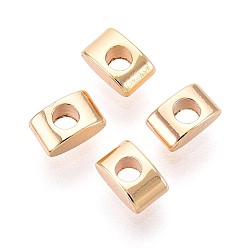 Настоящее золото 18K Spacer бисер латунные, без кадмия, без никеля и без свинца, прямоугольные, реальный 18 k позолоченный, 5x3x2 мм, отверстие : 1.8 мм