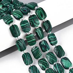 Малахит Синтетического малахита бисер нитей, прямоугольные, граненые, с бисером, 11.5~12x8x4~5 мм, отверстие : 0.9 мм, около 26~27 шт / нитка, 14.57~15.08'' (37~38.3 см)