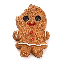 Gingerbread Man Кабошоны из непрозрачной смолы с рождественской тематикой, Колобок, 15.5x11x4.5 мм