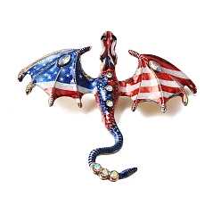 Coloré Broches en alliage imprimé avec strass pour vêtements de sac à dos, Dragon, or, colorées, 61x70mm