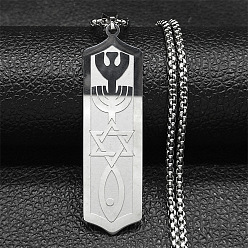 Серебро 304 подвеска в виде рыбы из нержавеющей стали в форме звезды Давида, цепочка-коробка, серебряные, 23.62 дюйм (60 см)