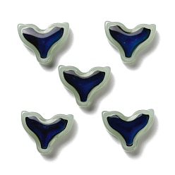 Темный Морско-зеленый Стеклянные бусины, чувствительные к температуре бусины, меняющие цвет, русалка хвост, темно-зеленый, 12x15x5 мм, отверстие : 1.2 мм