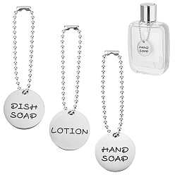 Нержавеющая Сталь Цвет 12 шт. 3 стилей 304 подарочные бирки из нержавеющей стали, для упаковки мыла, Односторонний диск с напечатанным текстом и цепочкой с биркой., цвет нержавеющей стали, 7.9 см, диск: 2.45x0.15см, 4 шт / стиль
