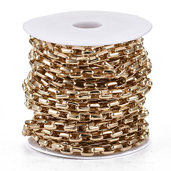 Light Gold Unwelded Iron Box Chains, Venetian Chains, with Spool, Light Gold, 11.7x7.5x3.6mm, about 32.8 Feet(10m)/roll