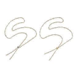 Golden & Stainless Steel Color 2Pcs Adejustabel Two Tone 304 Stainless Steel Oval Link Chains Necklace Making, Figaro Chains, with 304 Stainless Steel Lobster Claw Clasps, Rings and Ends Chains, Golden & Stainless Steel Color, 22.83 inch(58cm)