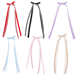 (52) Непрозрачная лаванда 6 шт 6 цвета кружева бант полиэстер аллигатор заколки для волос, для свадебных женщин и девушек, разноцветные, 270x71.5x10.5 мм, 1 шт / цвет