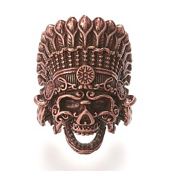 Красная Медь Ретро латунные бусины, долговечный, череп, Красная медь, 23.5x17x14 мм, отверстие : 6.5 мм