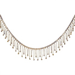 Golden 1 Yard Brass Rhinestone Cup Chains, Tassel Chains, Great for Door Curtain, Wedding Decoration DIY Material, Heart and Round, Golden, 6mm