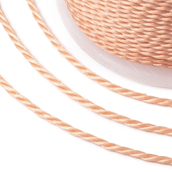 Light Salmon Round Waxed Polyester Cord, Taiwan Waxed Cord, Twisted Cord, Light Salmon, 1mm, about 12.02 yards(11m)/roll