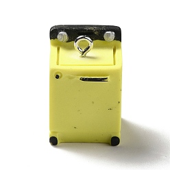 Furniture & Appliances Непрозрачные подвески смолы, с платиновыми тоновыми железными петлями, прелести электроприборов, желтые, выкройка стиральной машины, 22x15x14 мм, отверстие : 2 мм