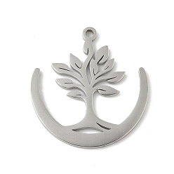 Нержавеющая Сталь Цвет 304 подвески из нержавеющей стали, очарование дерева, лазерная резка, анти-тускнение, цвет нержавеющей стали, 27x25x1.5 мм, отверстие : 1.6 мм