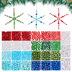 Couleur Mélangete Kits de fabrication de bijoux de Noël DIY, y compris les perles d'imitation en plastique ABS, Perles acryliques, attaches torsadées en fil de fer recouvert de plastique PVC, couleur mixte, 6x5.5mm, Trou: 1.8mm