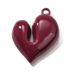 Темно-Красный Акриловые подвески, сердцевидная, с петлей, темно-красный, 42.5x34.5x11.5 мм, отверстие : 3.5 мм