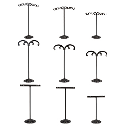 Mixed Color 3 Sets 3 Style T Bar Iron Earring Displays Sets, Bean Sprout Shape Earrings Display Stand, Mixed Color, 1 set/style