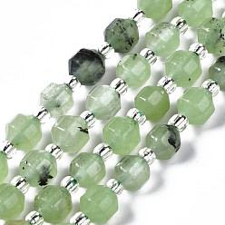 White Jade Natural White Jade Beads Strands, Imitation Prehnite, with Seed Beads, Faceted, Polygon, 6x6mm, Hole: 1.2mm, about 47~48pcs/strand, 14.84 inch~14.96 inch(37.7cm~38cm)