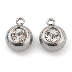Кристалл 201 из нержавеющей стали амулеты горный хрусталь, очарование камня, плоско-круглые, цвет нержавеющей стали, кристалл, 12x9x5 мм, отверстие : 1.8 мм