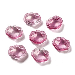 Old Rose Transparent Glass Pendants, Longevity Lock Charms, Old Rose, 14x16x7mm, Hole: 1.2mm