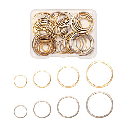 Золотой & Цвет Нержавеющей Стали 64 шт. 8 стили 304 соединительное кольцо из нержавеющей стали, кольцо, золотые и нержавеющая сталь цвет, 8 шт / стиль
