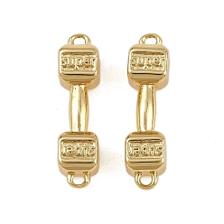 Настоящее золото 18K Подвески из латуни, супер гантели ссылки, стойки покрытие, без свинца и без кадмия, долговечный, реальный 18 k позолоченный, 19x5x5 мм, отверстие : 1.2 мм