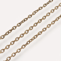 Antique Bronze Iron Textured Cable Chains, Unwelded, with Spool, Antique Bronze, 3x2x0.6mm, about 328.08 Feet(100m)/roll