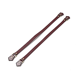 Dark Red Arrow End Cowhide Leather Sew On Bag Handles, with Alloy Findings, Bag Strap Replacement Accessories, Dark Red, 61x3.5x1.05cm, Hole: 1.6mm