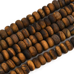 Тигровый глаз Природных тигровый глаз бисер нитей, матовые, рондель, 8x5 мм, отверстие : 1.4 мм, около 73~75 шт / нитка, 14.96''~15.16'' (38~38.5 см)