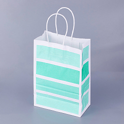 Зеленый Бумажные мешки, с ручками, подарочные пакеты, сумки для покупок, прямоугольные, аквамарин, 21.3x14.75x7.8 см