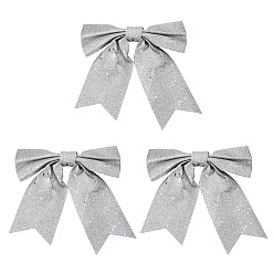 Серебро Бантики из полиамида с блестками, украшение для вечеринки в честь Рождества и елки, серебряные, 240x243x22 мм
