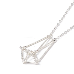 Polygon Латунный мешочек для макраме, пустой держатель для камней для изготовления подвесных ожерелий, с 304 из нержавеющей стали застежка когтя омара, многоугольник, 18.15 дюйм (46.1 см)