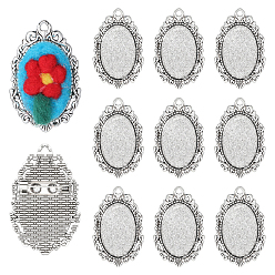 Античное Серебро 10шт. фурнитура для броши из сплава, овальные, античное серебро, Тей: 30x20 мм, 44.5x28x2.5~7.5 мм