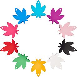 Mixed Color 30Pcs 10 Colors Aluminum Blank Pendants, Maple Leaf, Mixed Color, 43.5x35x1mm, Hole: 3mm, 3pcs/color