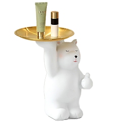 Белый Поднос для скульптуры белого медведя из смолы, поднос для хранения украшений для прихожей дома, белые, 115x95x160 мм