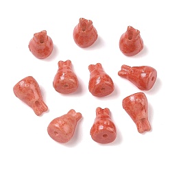 Tomato Vintage Handmade Porcelain Beads, Fancy Antique Glazed Porcelain, Rabbit, Tomato, 17.5x11mm, Hole: 2mm