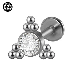 Треугольник G23 титановые безрезьбовые лабреты, со стразами для женщин, цвет нержавеющей стали, треугольные, 6 мм