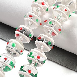 Зеленый Стеклянные бусины с эмалевыми нитями, бусины ручной работы, круглые, зелёные, 12 мм, отверстие : 1.5 мм, около 30 шт / нитка, 13.58'' (34.5 см)