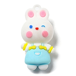 Голубой Пластиковые подвески, кролик, голубой, 45.5x23x16 мм, отверстие : 3.2 мм