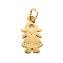 Настоящее золото 18K Девушка 304 подвески из нержавеющей стали, с целью перехода в кольце, ионное покрытие (ip), реальный 18 k позолоченный, 20.5x11x1.5 мм, отверстие : 5 мм