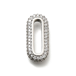Платина Латунные микропаве прозрачные кубические цирконии овальные соединительные кольца, долговечный, без свинца и без кадмия, стойки покрытие, платина, 18x8x3 мм, внутренний диаметр: 3x13 мм