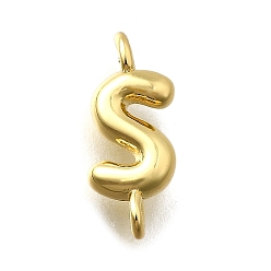 Letter S Подвески из латуни, без свинца и без кадмия, долговечный, стойки покрытие, реальный 18 k позолоченный, Письмо с, 13x5x2.5 мм, отверстие : 1.2 мм