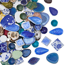 Mixed Shapes 500G Handmade Porcelain Cabochons, Mosaic Tiles, Mixed Color, Mixed Shapes, 19~37.5x19~33.5x5.5~8mm