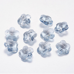 Ombre Bleu Breloques strass en verre à facettes, imitation cristal autrichien, fleur, nuance bleue, 12x12x5mm, Trou: 1.5mm