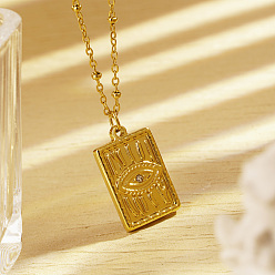 Настоящее золото 18K Ожерелья с подвесками от сглаза из нержавеющей стали со стразами, реальный 18 k позолоченный, 17.72 дюйм (45 см)