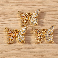 Golden Alloy Rhinestone Pendants, Butterfly, Golden, 19x23mm, 10pcs/set