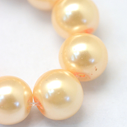 Moccasin Baking Painted Pearlized Glass Pearl Round Bead Strands, Moccasin, 4~5mm, Hole: 1mm, about 210pcs/strand, 31.4 inch