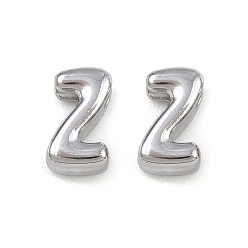 Letter Z 304 прелести нержавеющей стали, буквы, Письмо Z, 7.5x4.5x3.5 мм, отверстие : 1.8 мм
