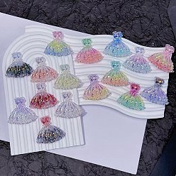 (52) Непрозрачная лаванда Кабошоны из светящейся непрозрачной смолы, платье с цветочным узором, с блеском порошок, светится в темноте, разноцветные, 42.5x47x10 мм